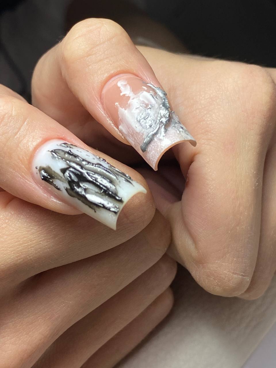 Black and white cross nail art