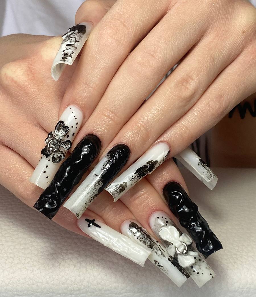 Silver foil detail nails